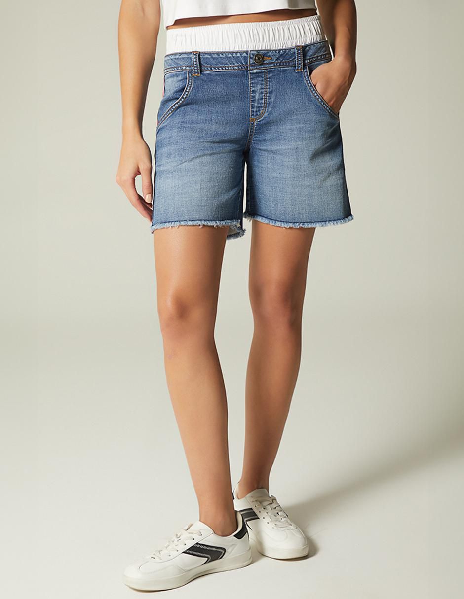 Short Sporty Striped Denim para mujer