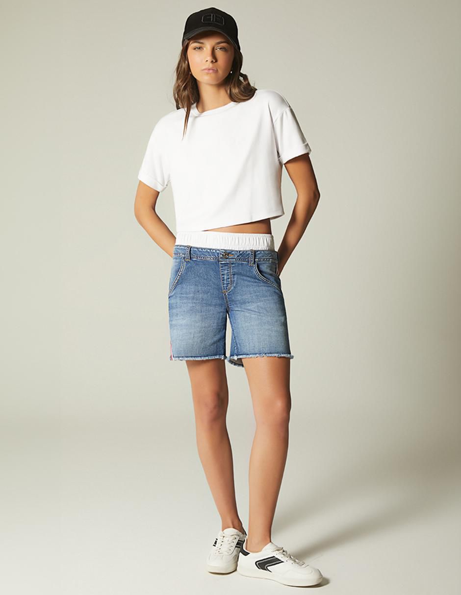 Short Sporty Striped Denim para mujer 4