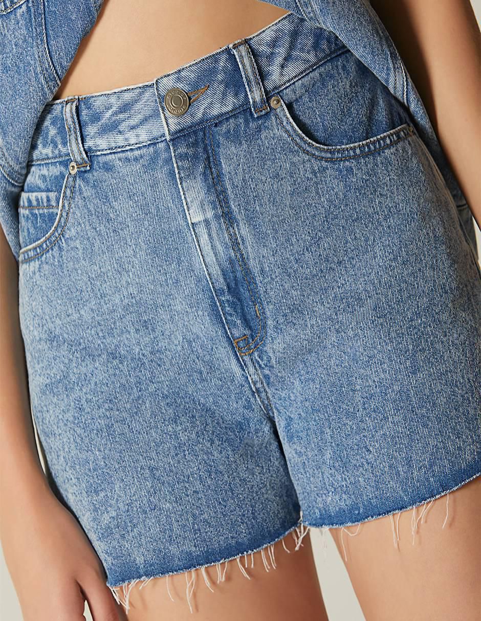Short Denim Embroidery Logo de mezclilla para mujer 4