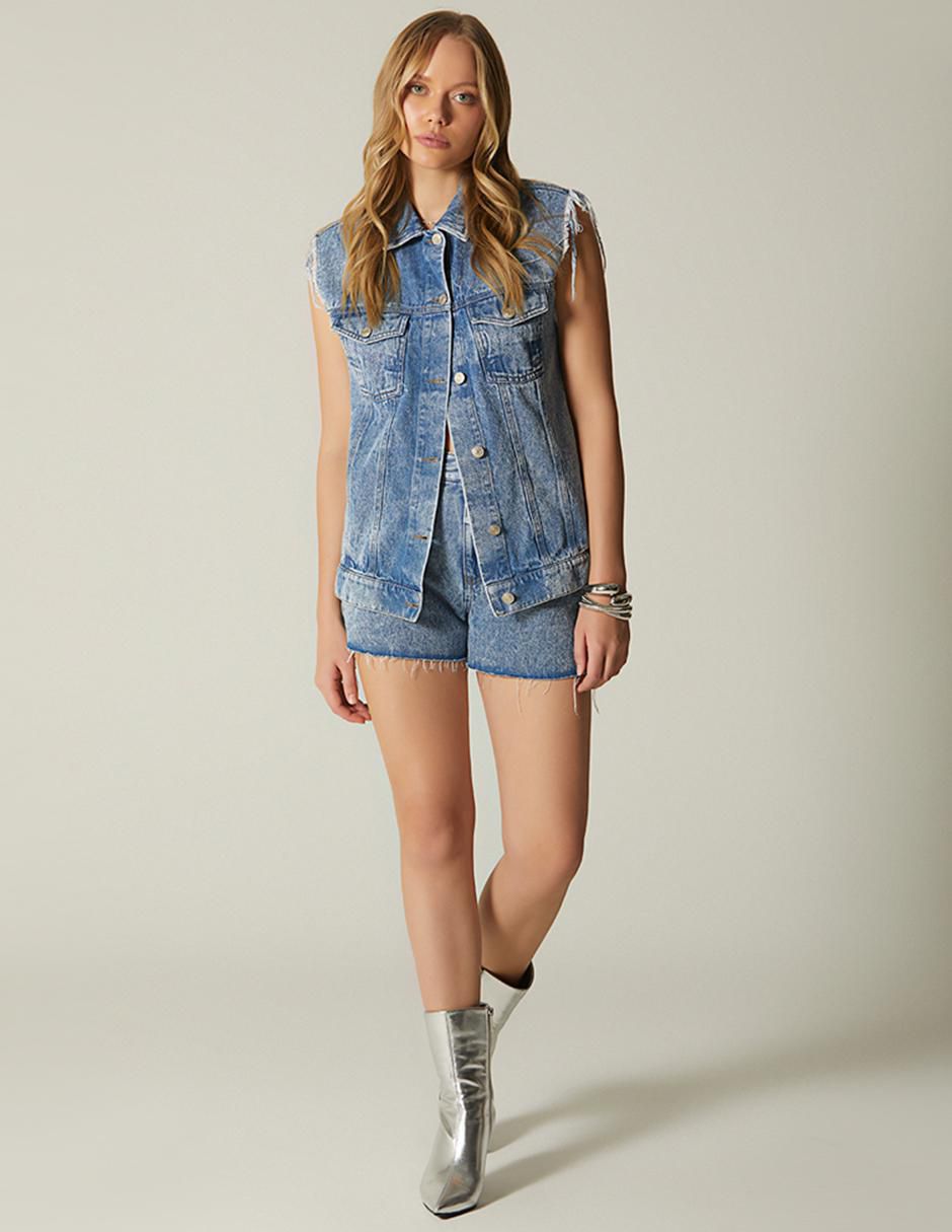 Short Denim Embroidery Logo de mezclilla para mujer 3