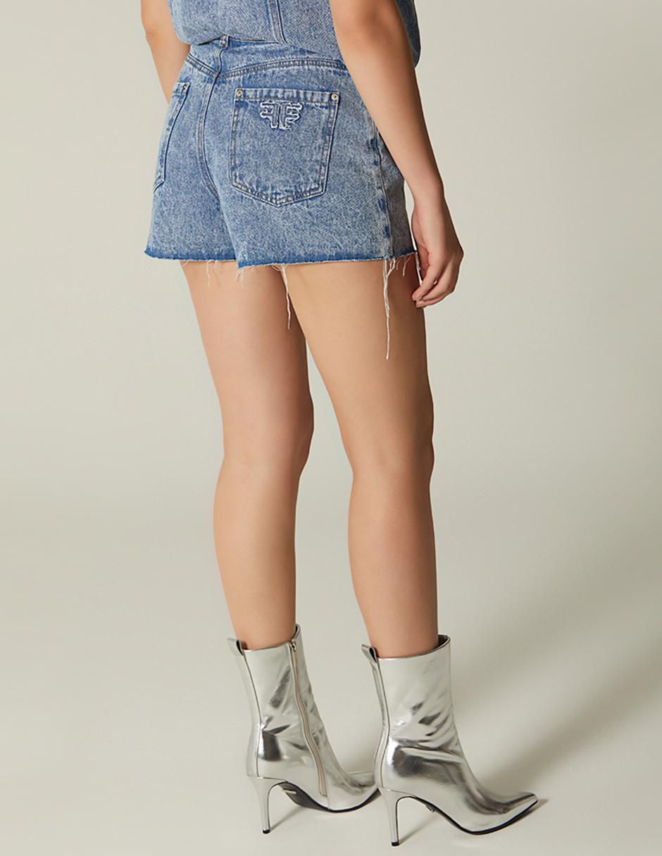 Short Denim Embroidery Logo de mezclilla para mujer 2