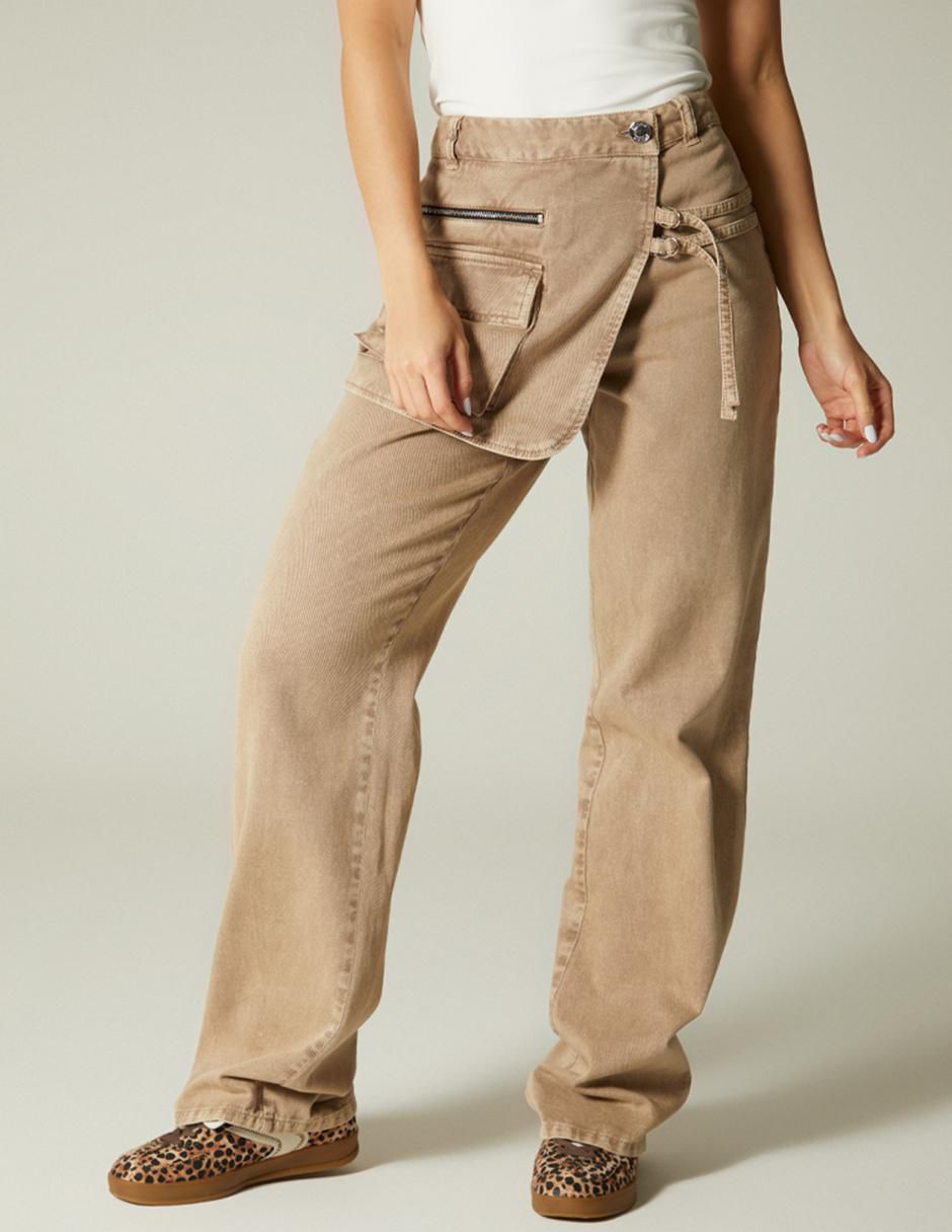 Jeans straight denim sobrepuesto para mujer Jeans straight denim sobrepuesto para mujer
