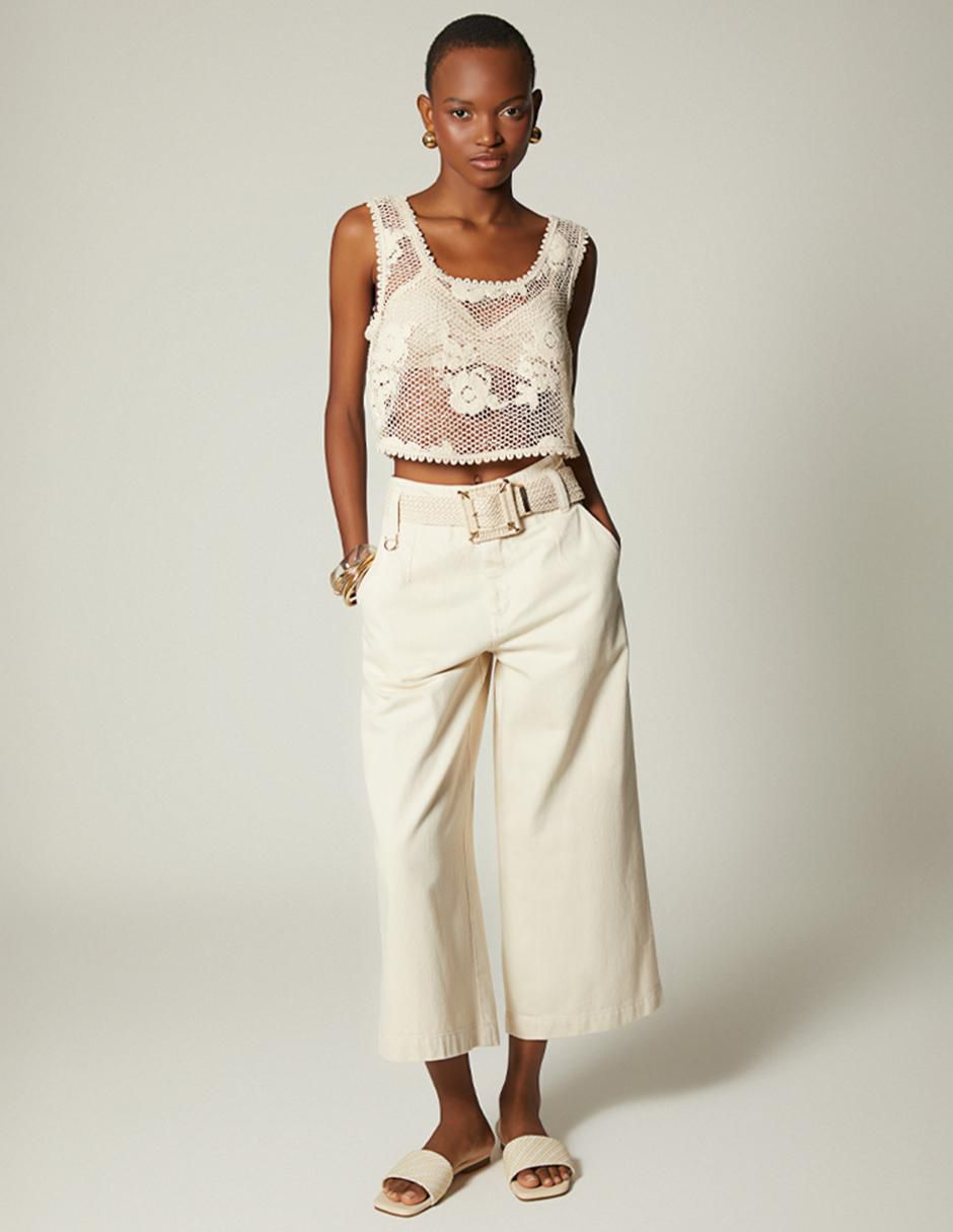 Pantalón capri amplio para mujer 4