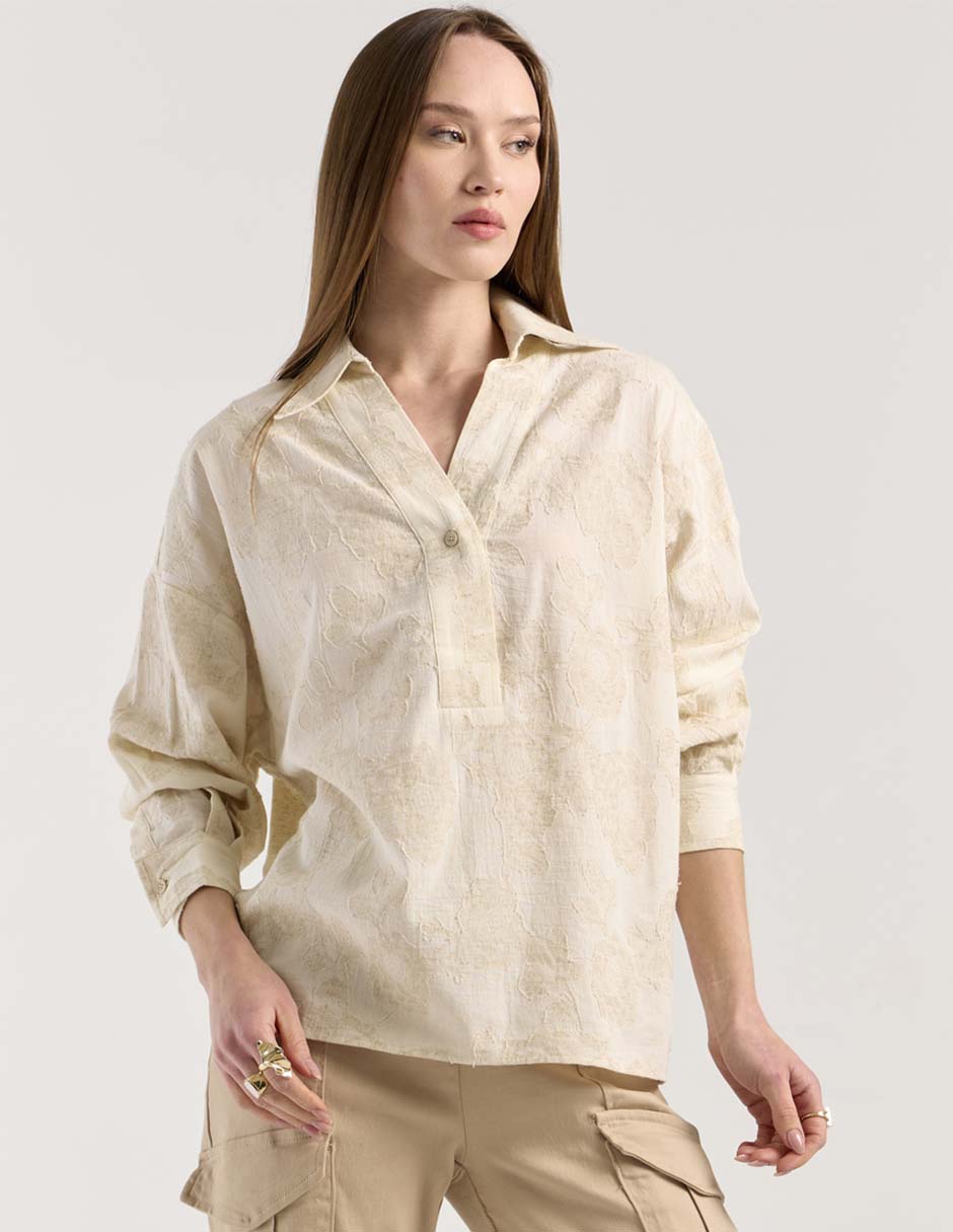 Camisa Map de algodón manga larga para mujer