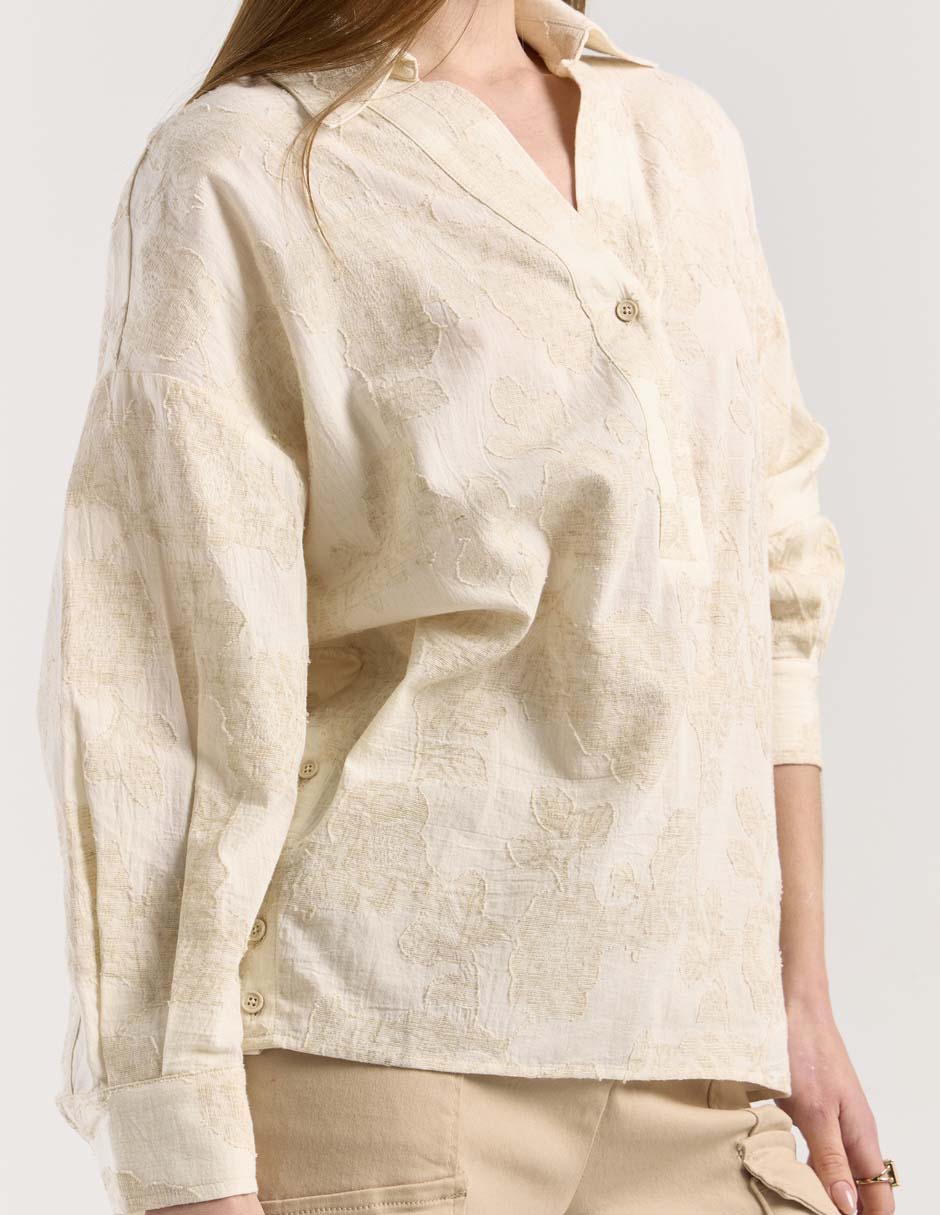 Camisa Map de algodón manga larga para mujer
