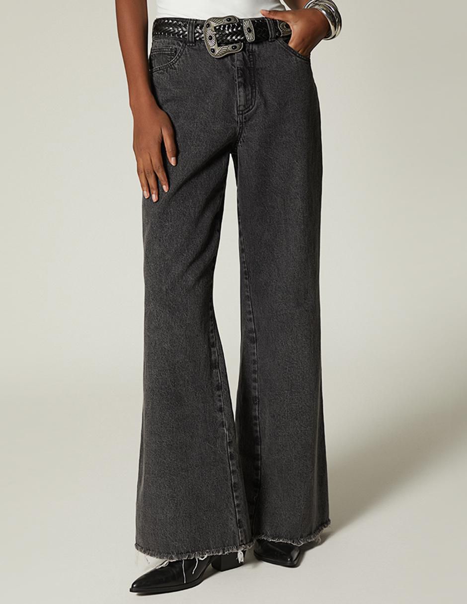 Jeans amplio black denim western para mujer Jeans amplio black denim western para mujer