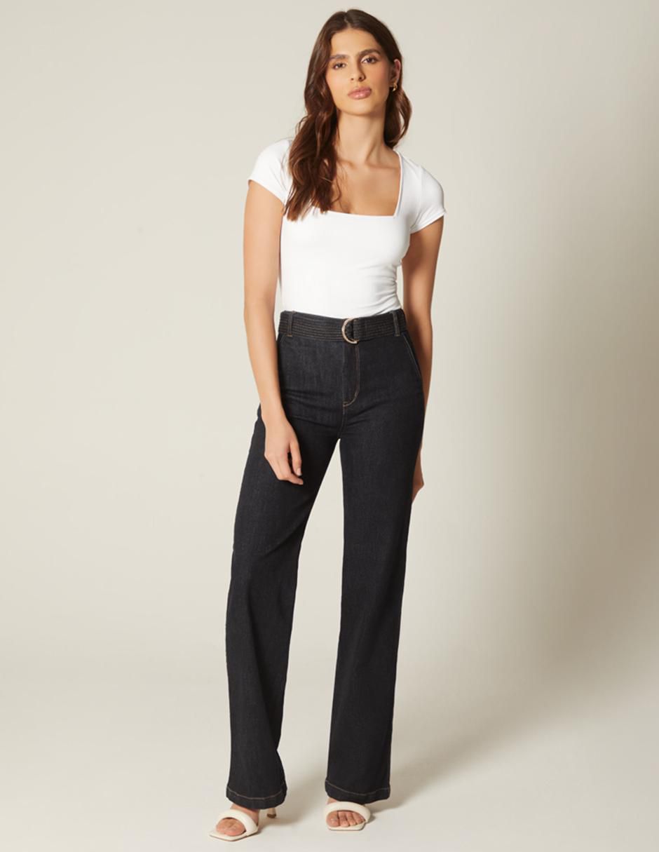 Jeans straight denim moon luxury para mujer