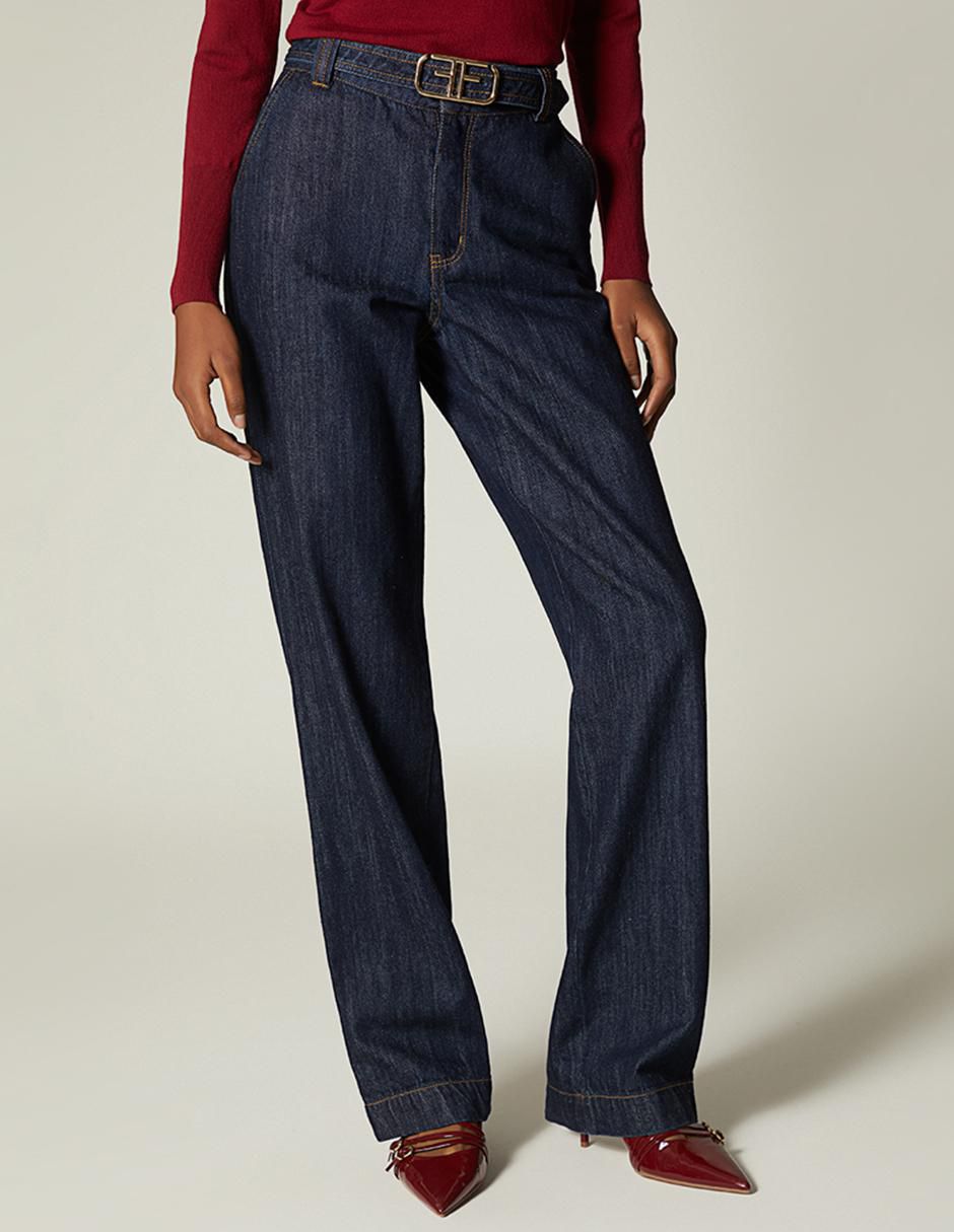 Jeans relajado raw denim para mujer