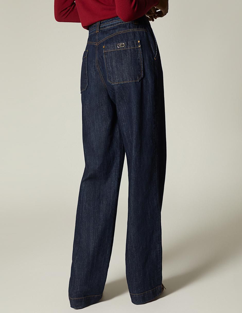 Jeans relajado raw denim para mujer