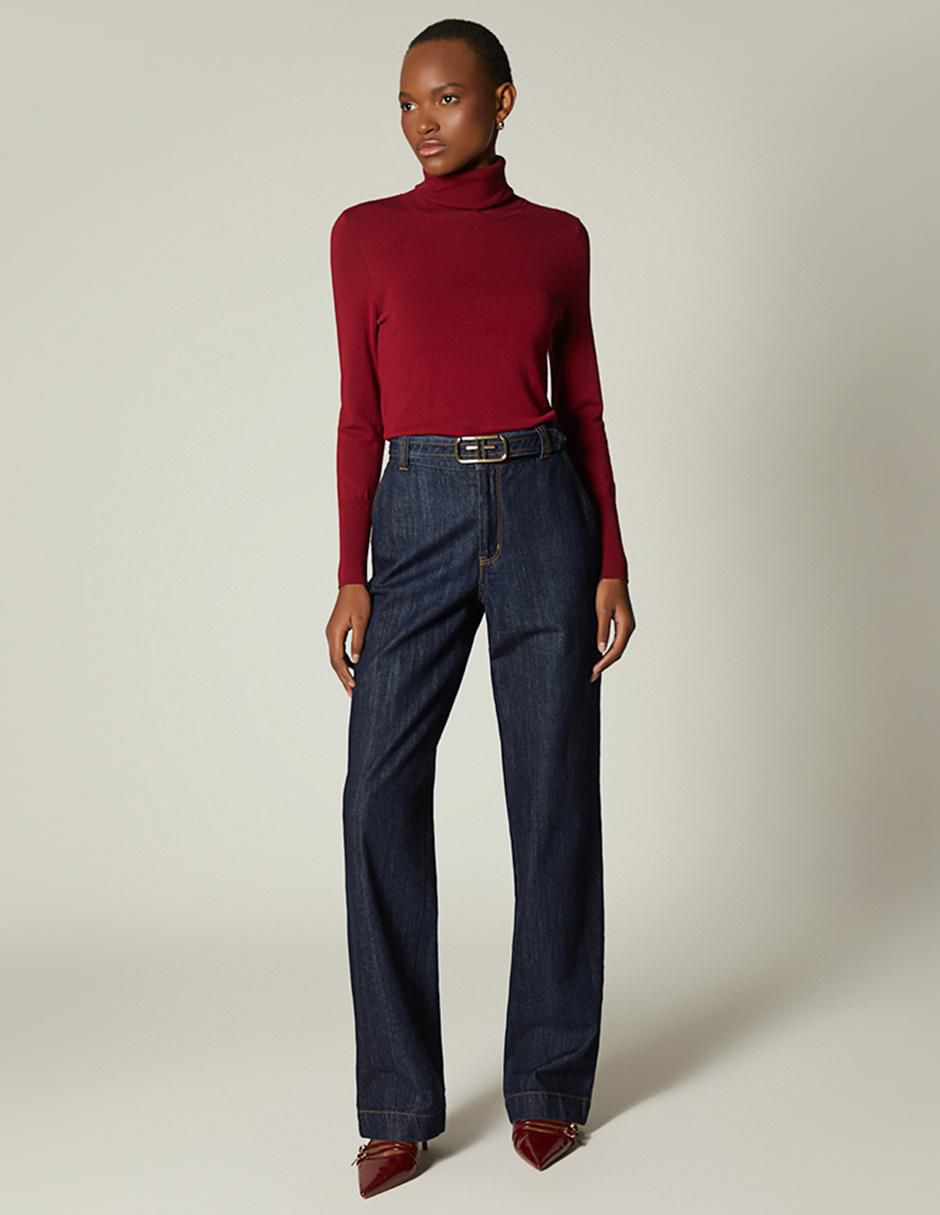 Jeans relajado raw denim para mujer