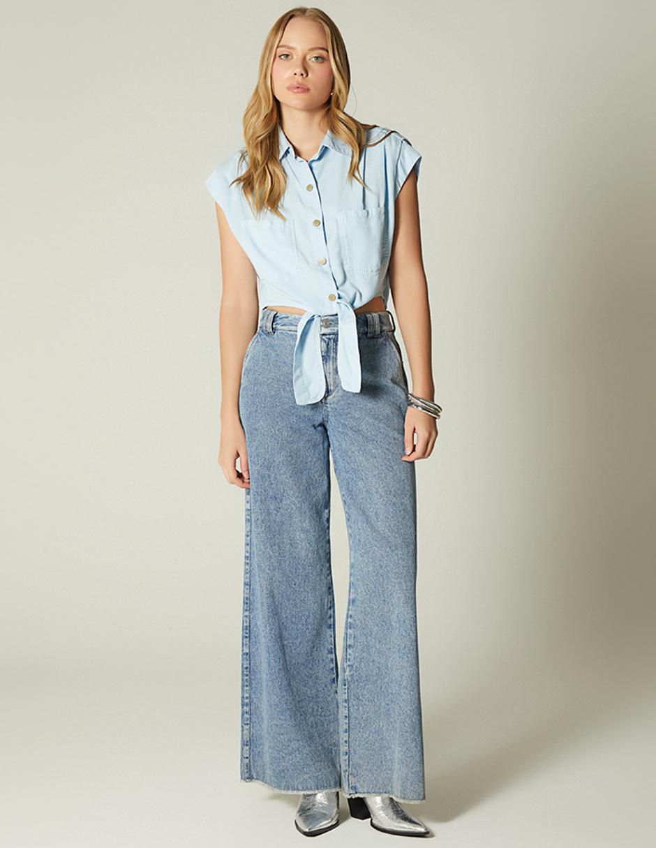 Top cuello camisero