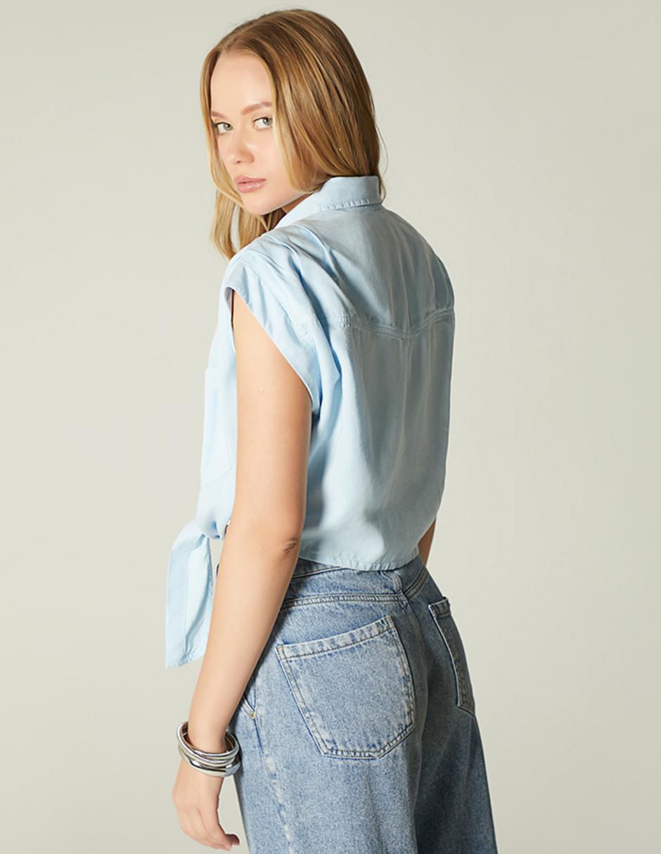 Top cuello camisero