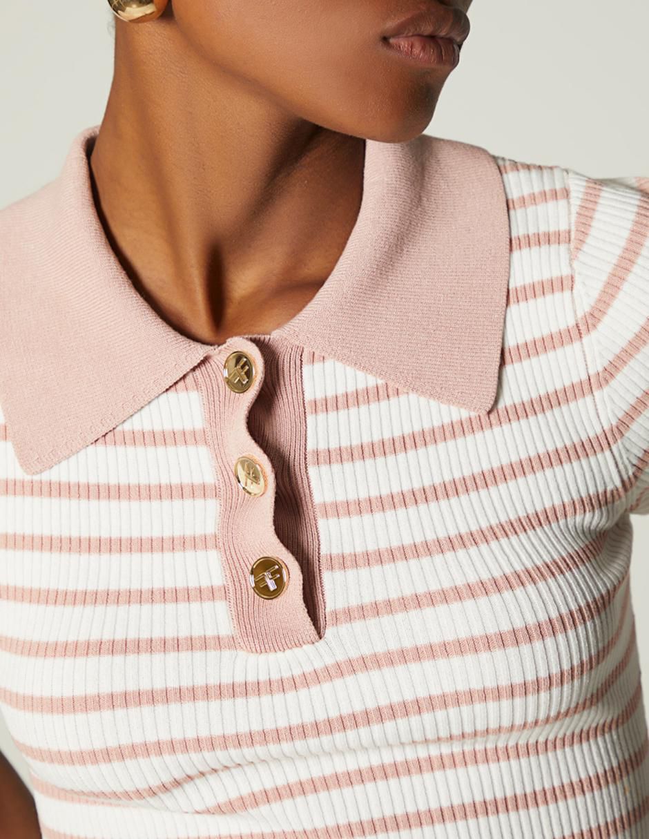 Playera manga corta cuello polo mujer
