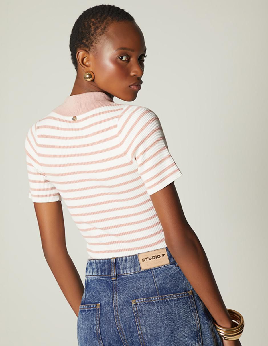 Playera manga corta cuello polo mujer