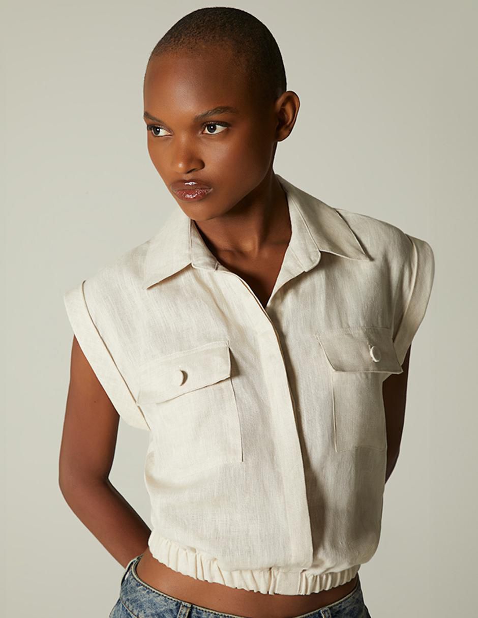 Top cuello camisero