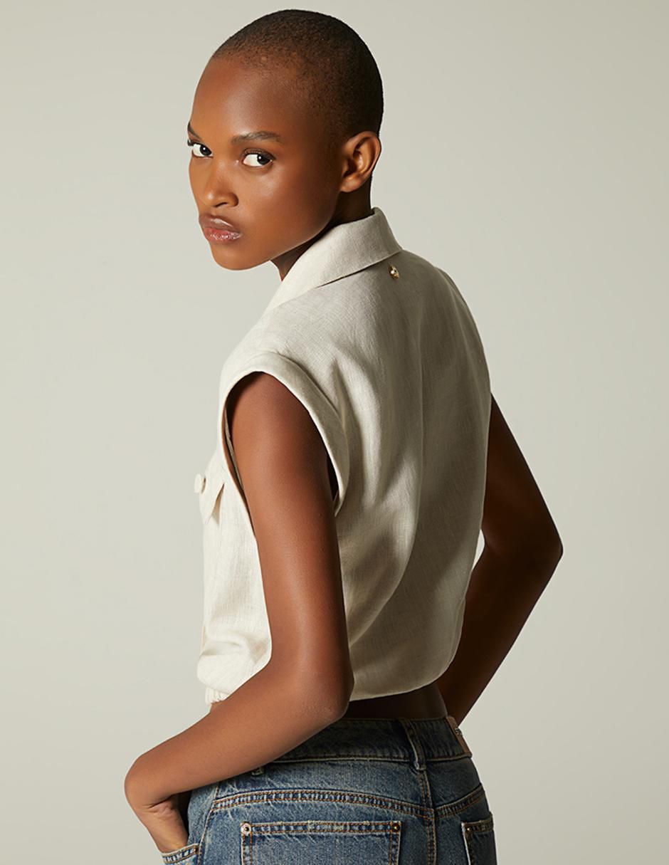 Top cuello camisero