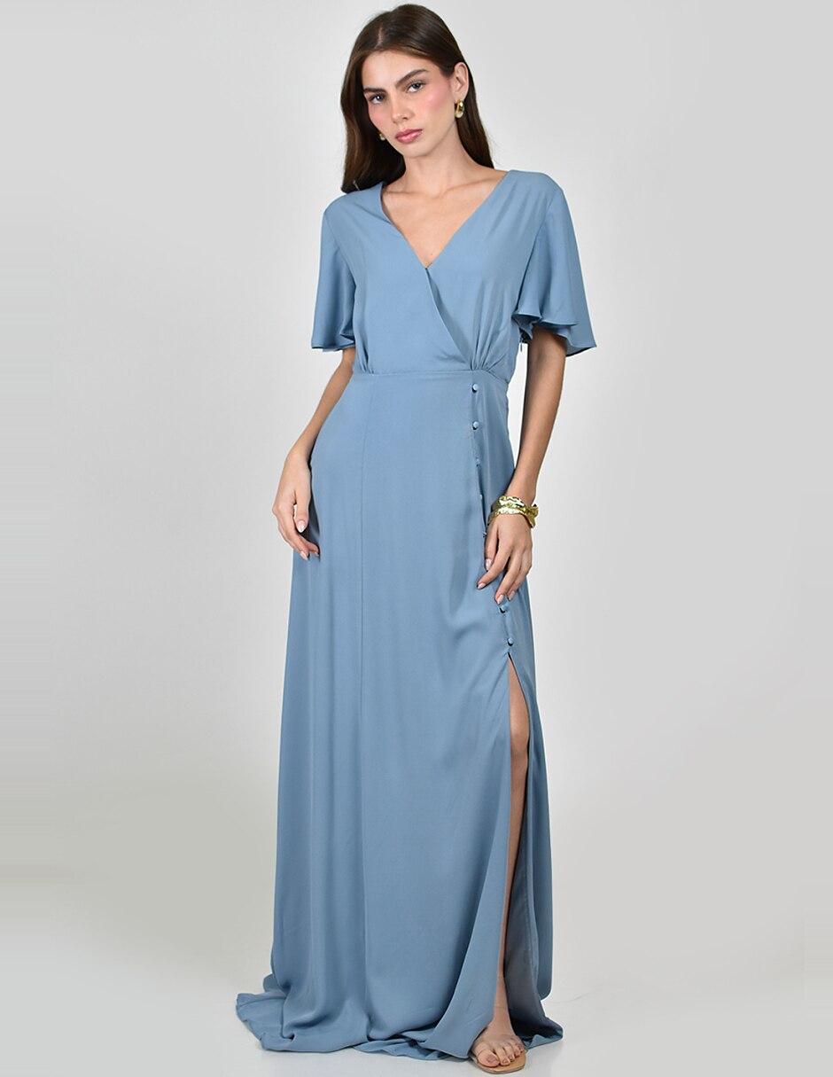 Vestido maxi de fiesta escote V 4