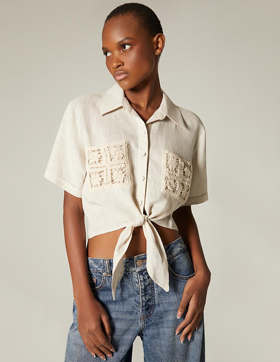Top cuello camisero