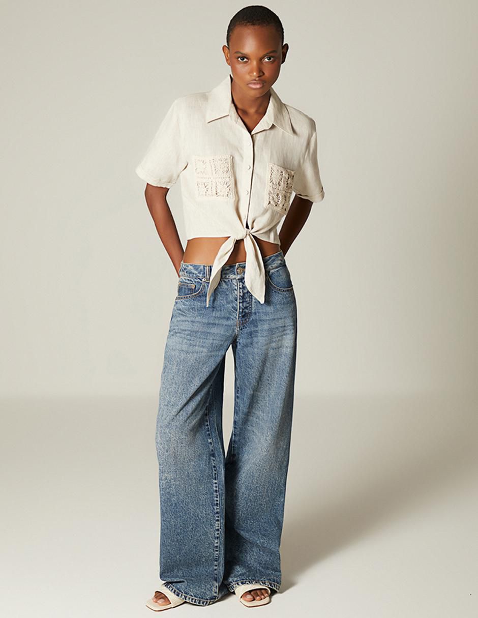 Top cuello camisero