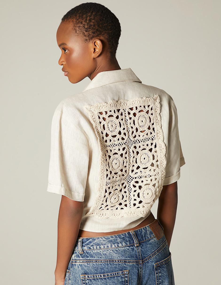Top cuello camisero