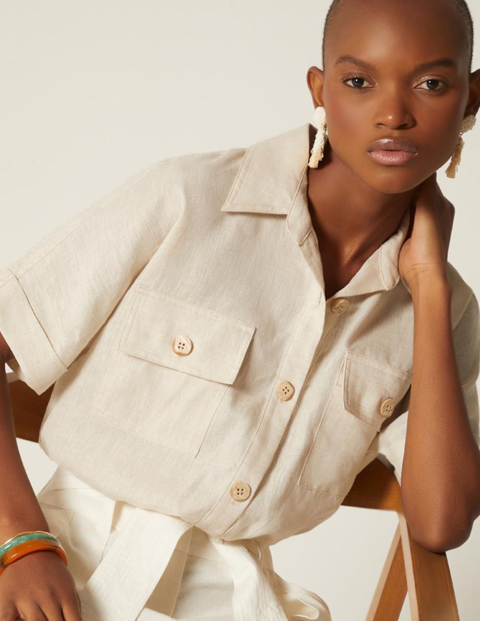 Top cuello camisero