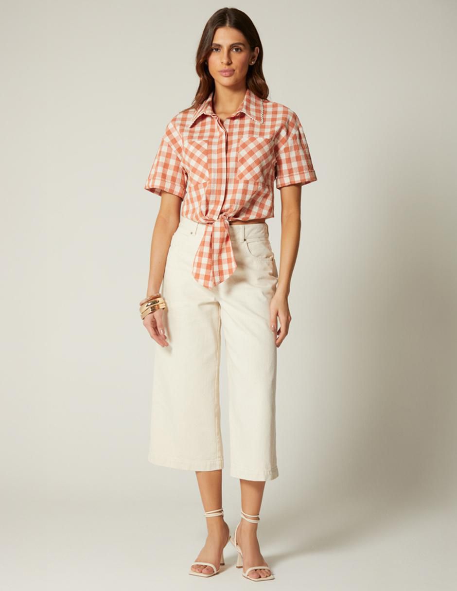 Top cuello camisero