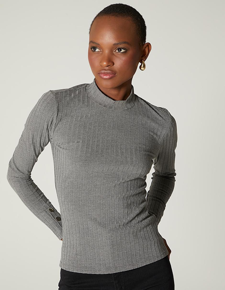 Playera manga larga cuello alto mujer 1
