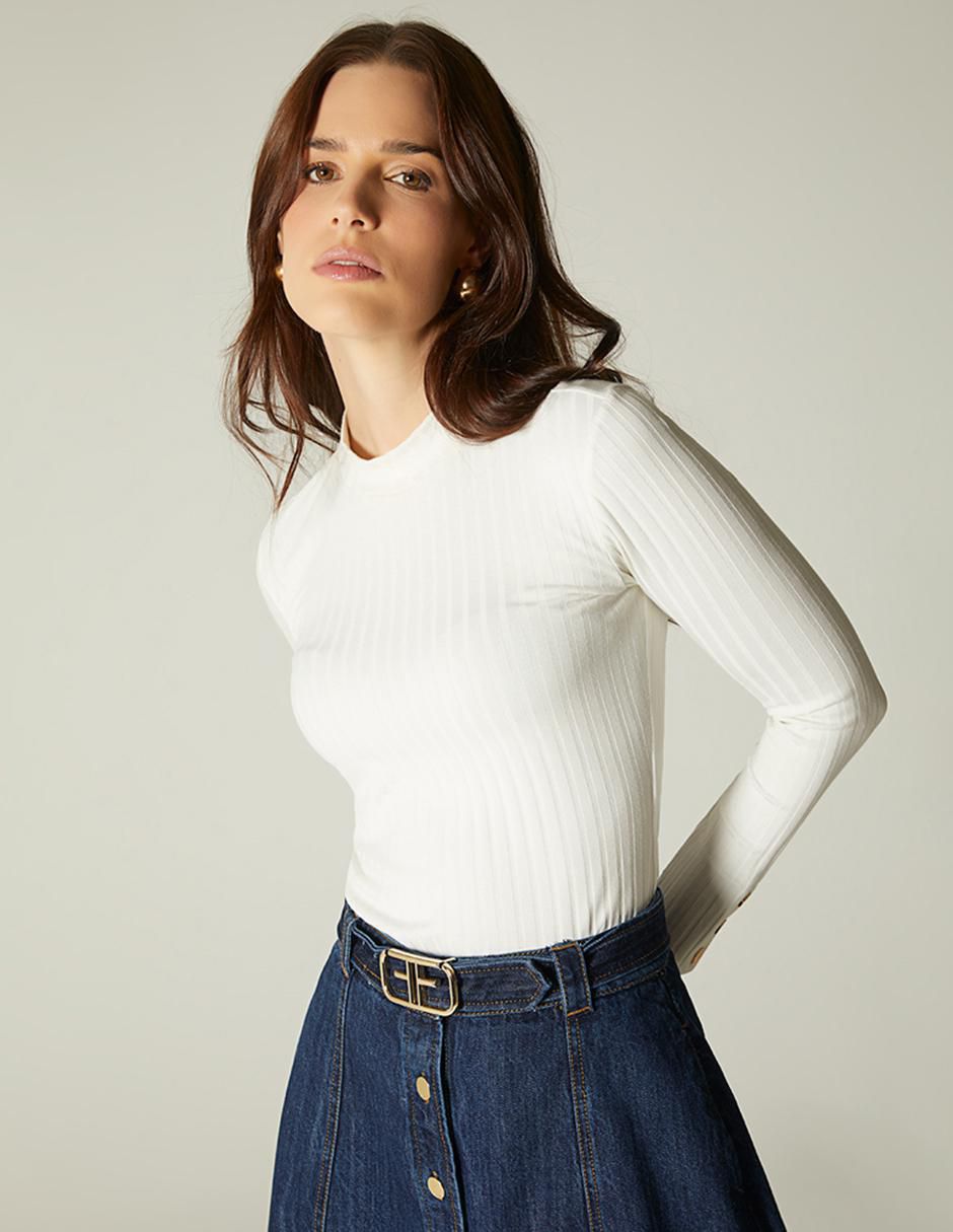 Playera manga larga cuello alto mujer Playera manga larga cuello alto mujer