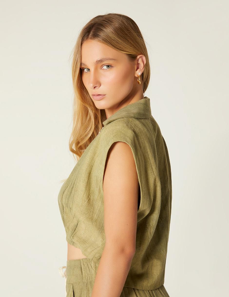 Top Studio F cuello camisero escote v