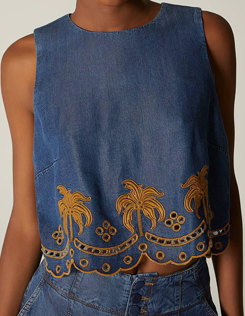 Top cuello redondo tirante ancho