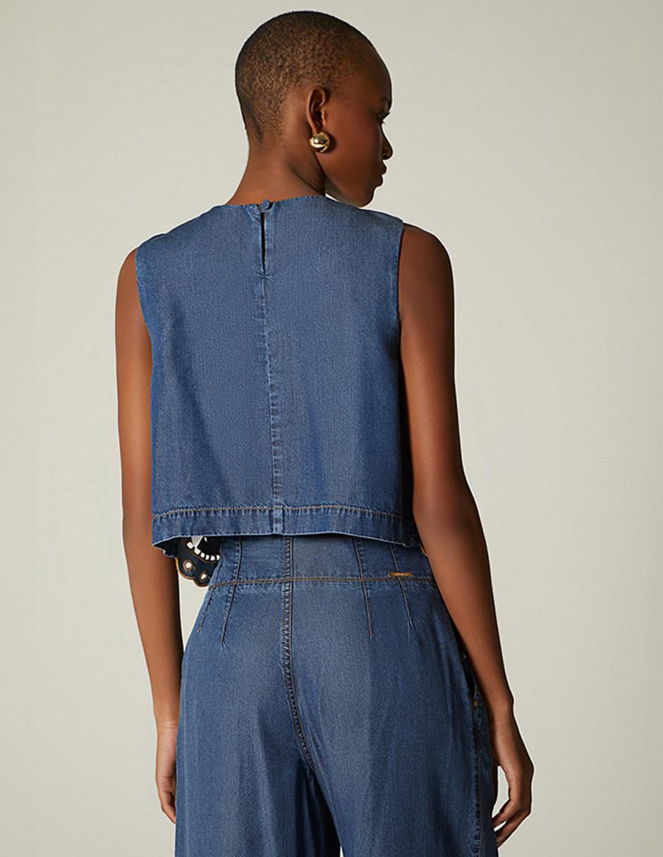 Top cuello redondo tirante ancho