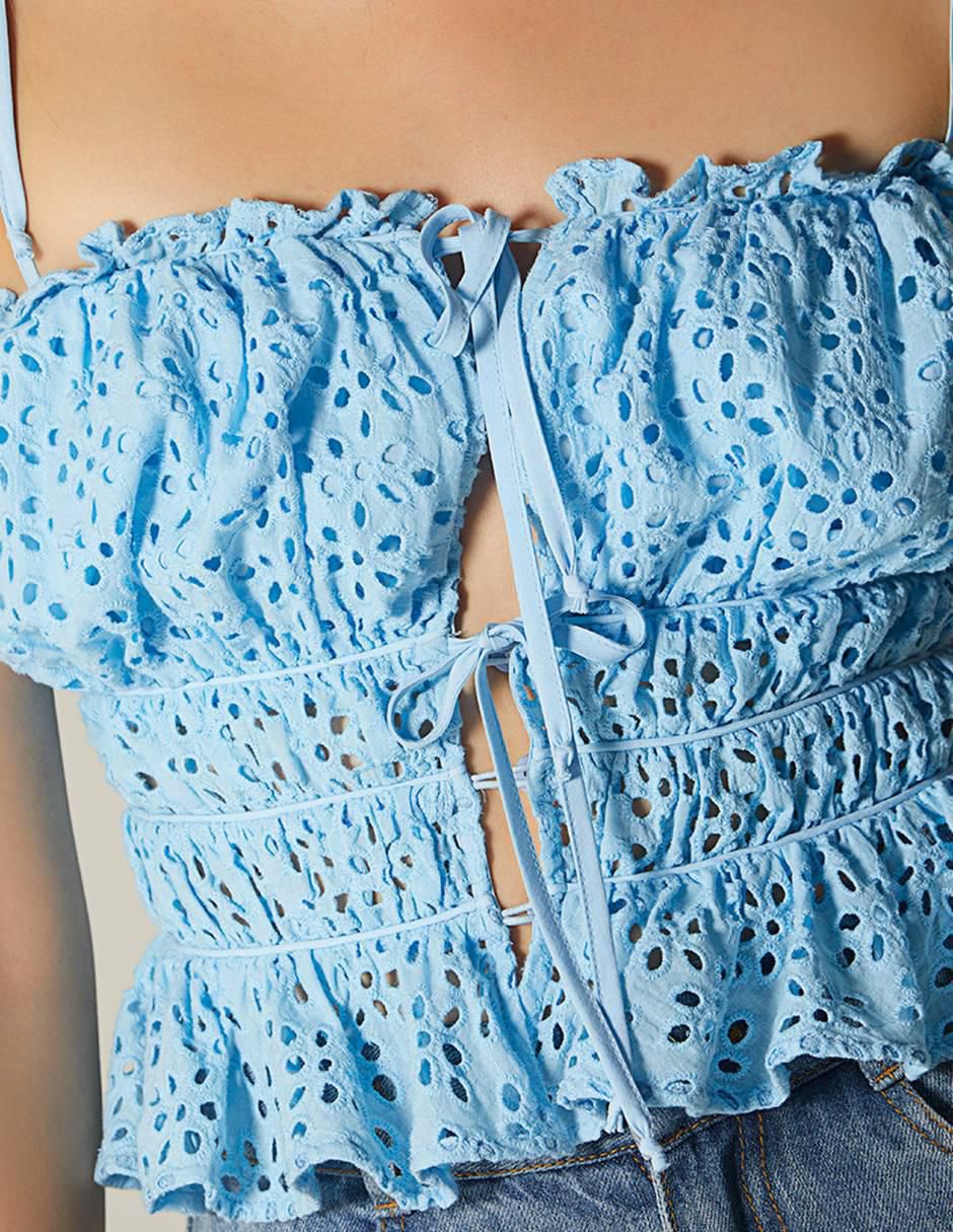 Top Studio F escote bardot tirante delgado