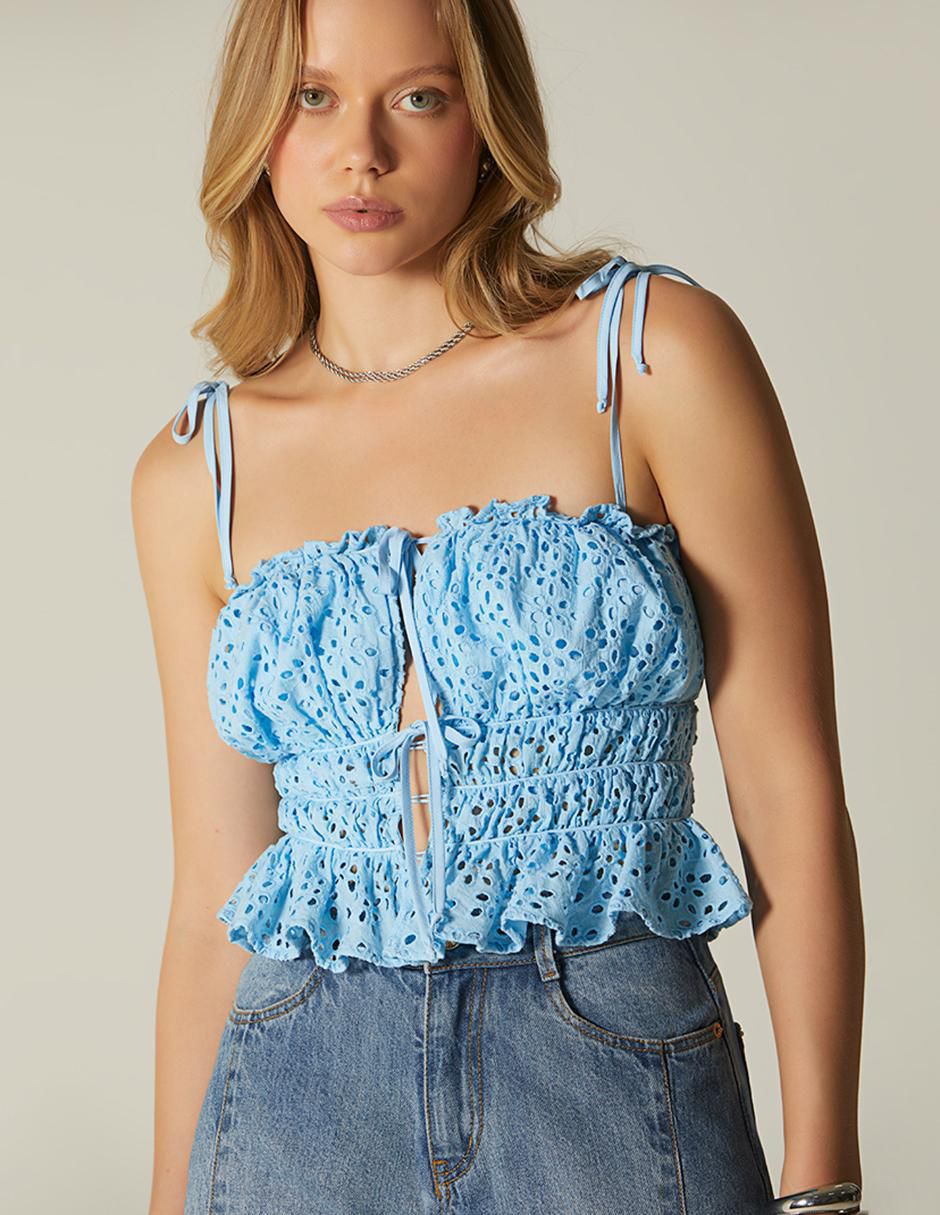 Top escote bardot tirante delgado Top escote bardot tirante delgado