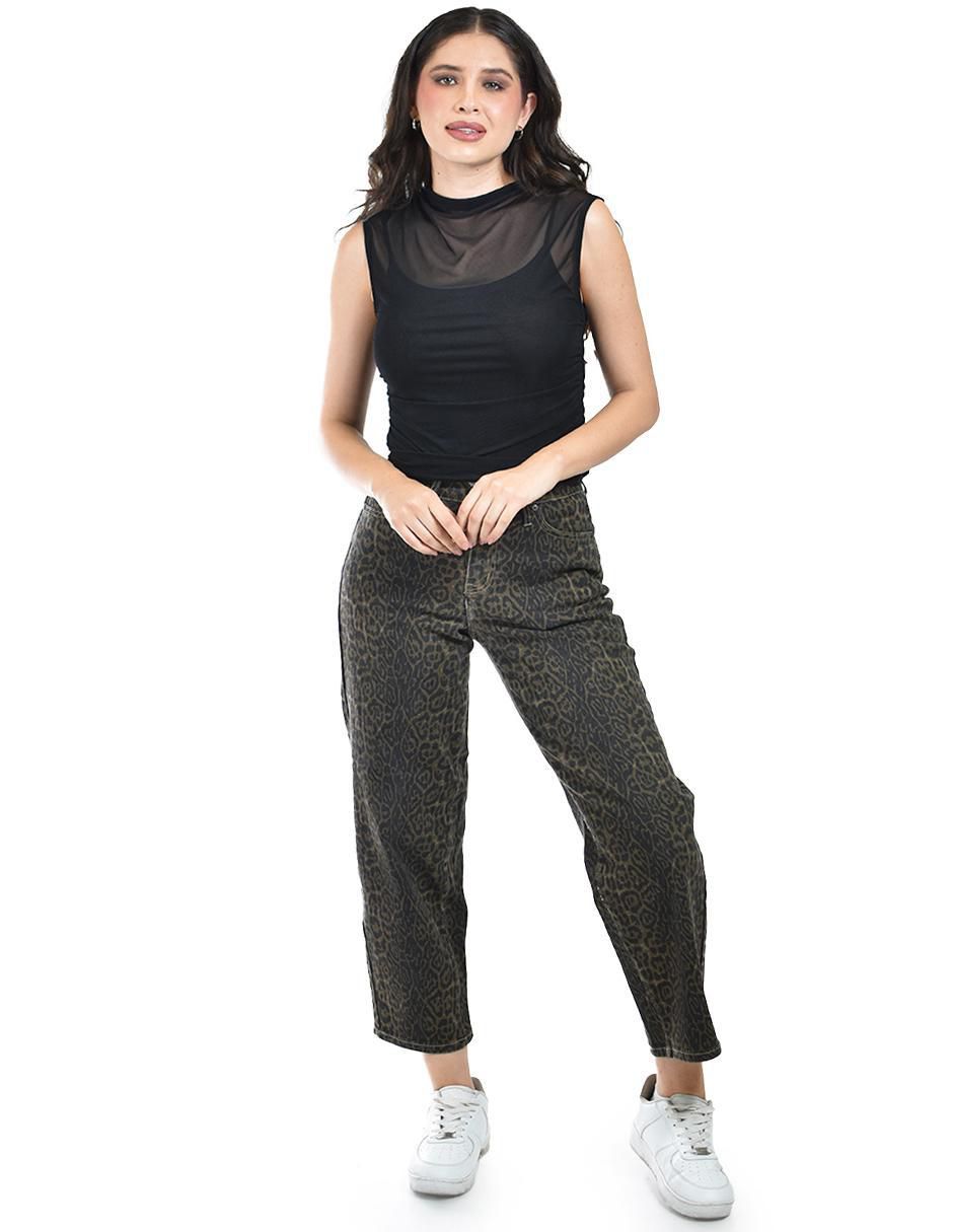 Jeans barrel j-bal-7234-café para mujer