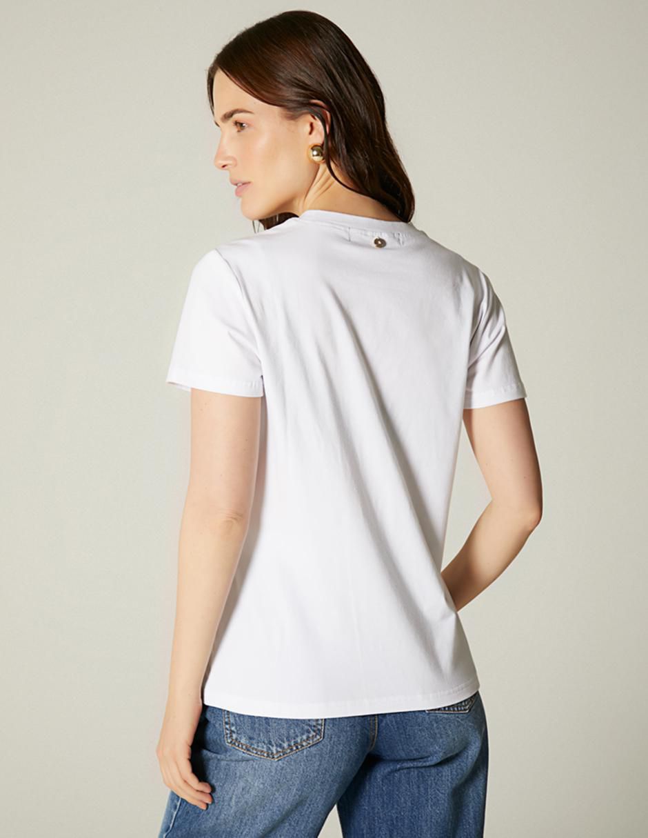 Playera manga corta Logo Foil cuello redondo mujer