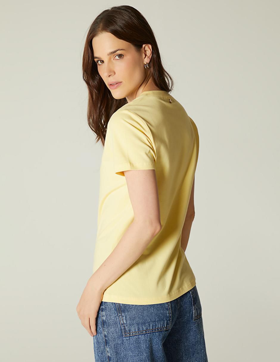 Playera manga corta Logo Perlas cuello redondo mujer