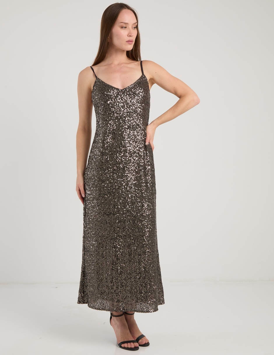 Vestido midi de fiesta escote V