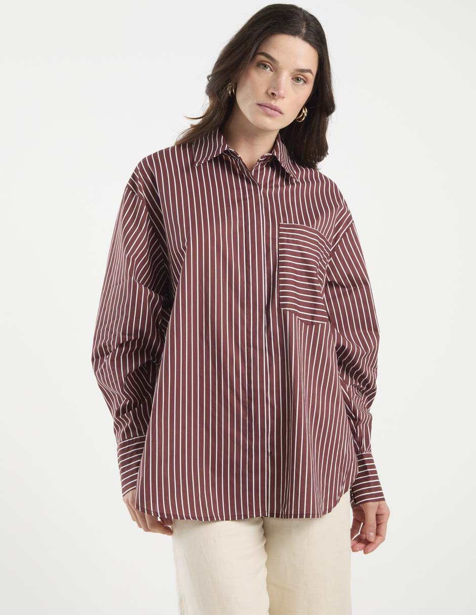 Camisa de algodón manga larga para mujer Camisa de algodón manga larga para mujer