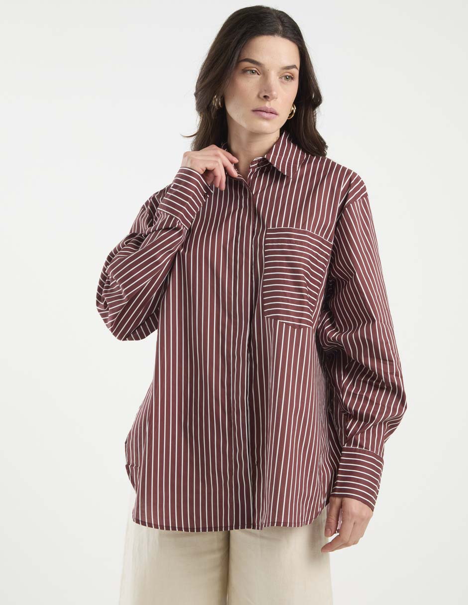 Camisa Petal + Pup de algodón manga larga para mujer