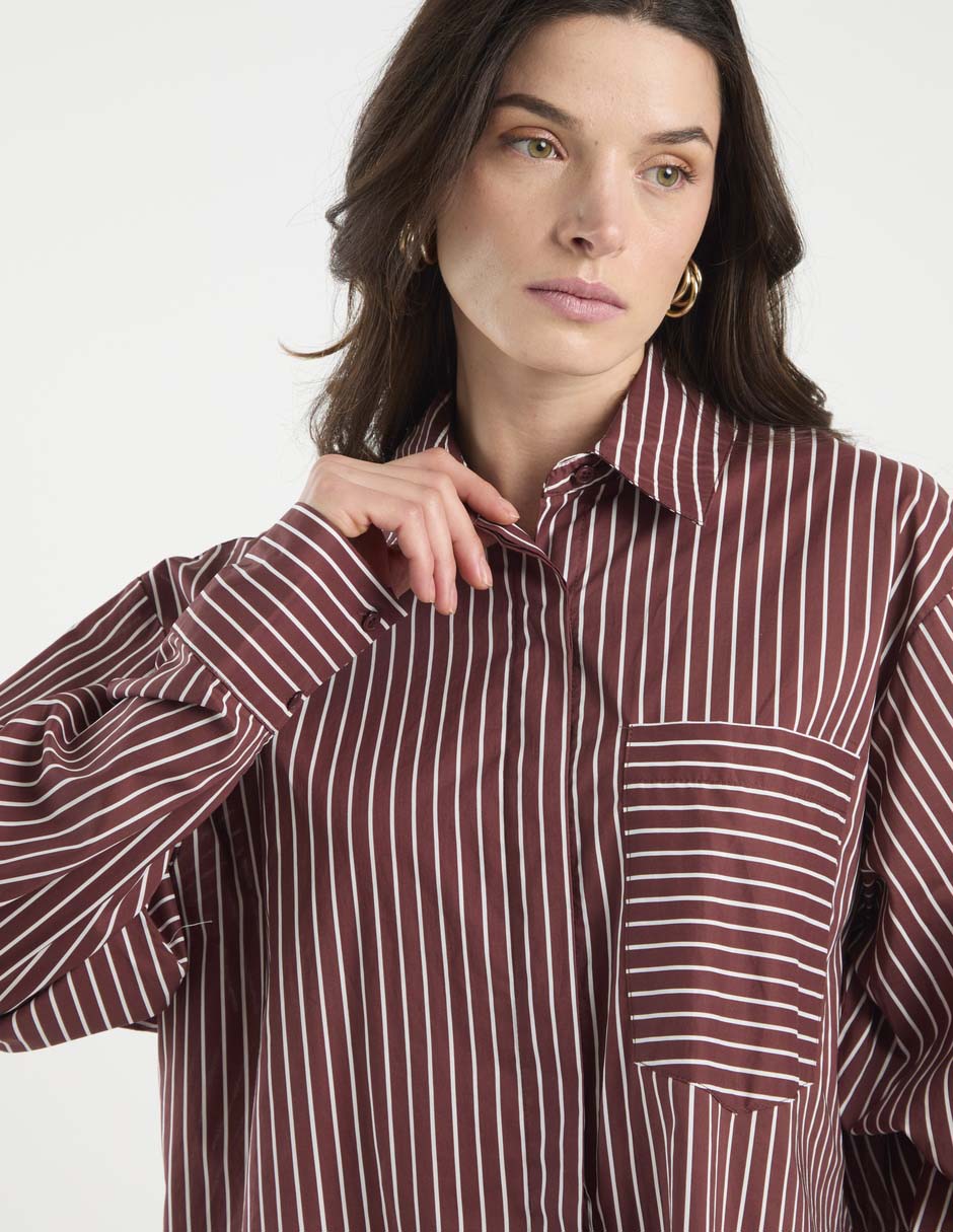 Camisa Petal + Pup de algodón manga larga para mujer
