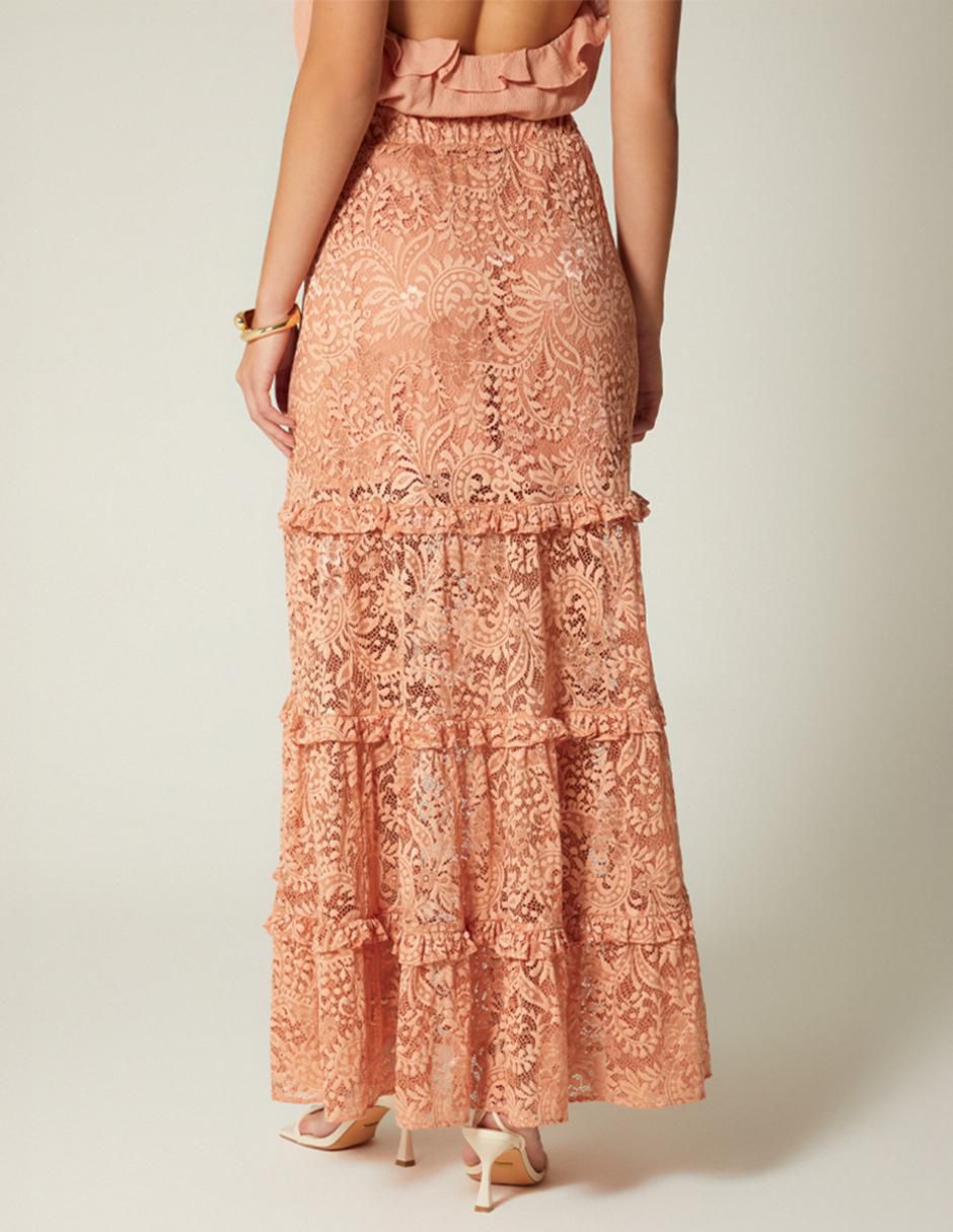 Falda larga Mauve Boho a la cintura