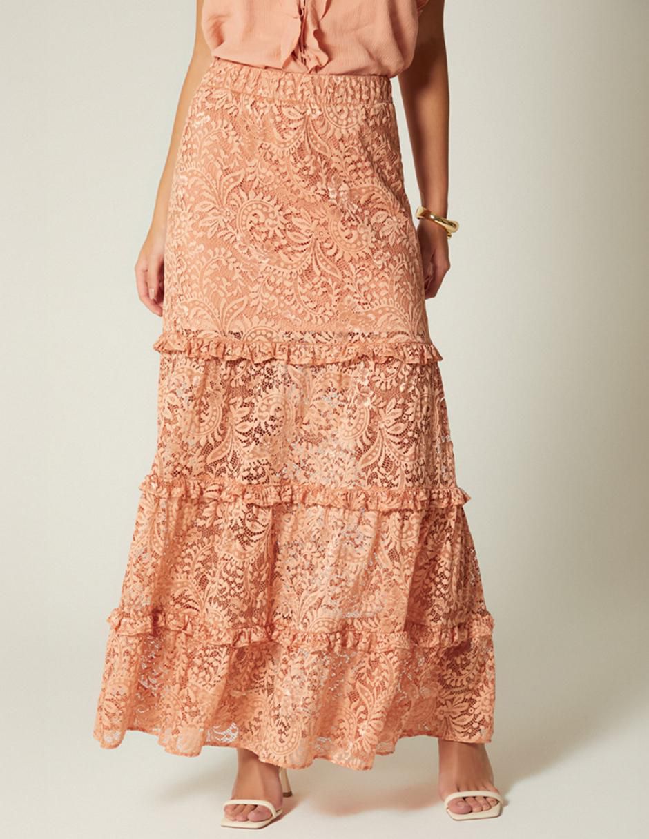 Falda larga Mauve Boho a la cintura Falda larga Mauve Boho a la cintura