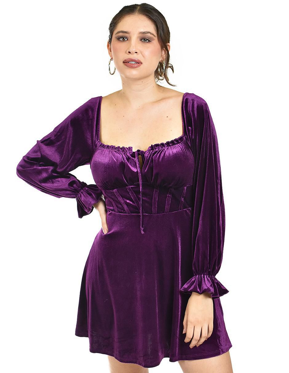 Vestido corto de fiesta escote Cuadrado