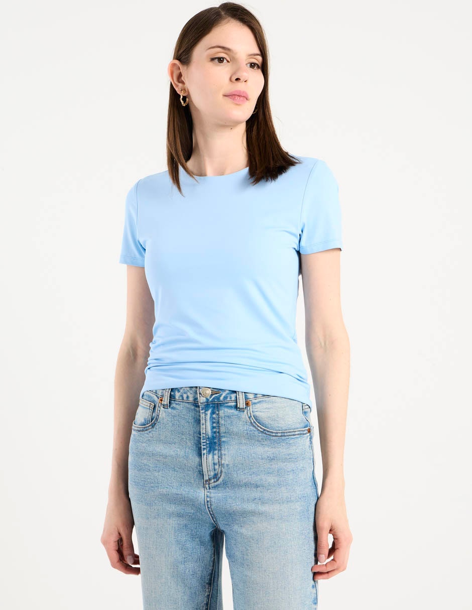 Playera manga corta cuello redondo para mujer Playera manga corta cuello redondo para mujer