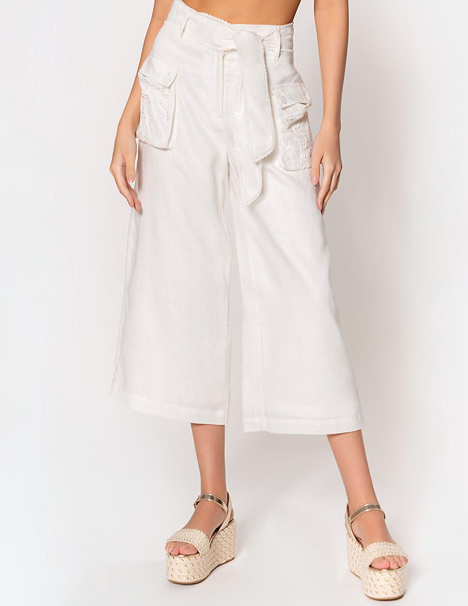 Pantalón capri amplio para mujer