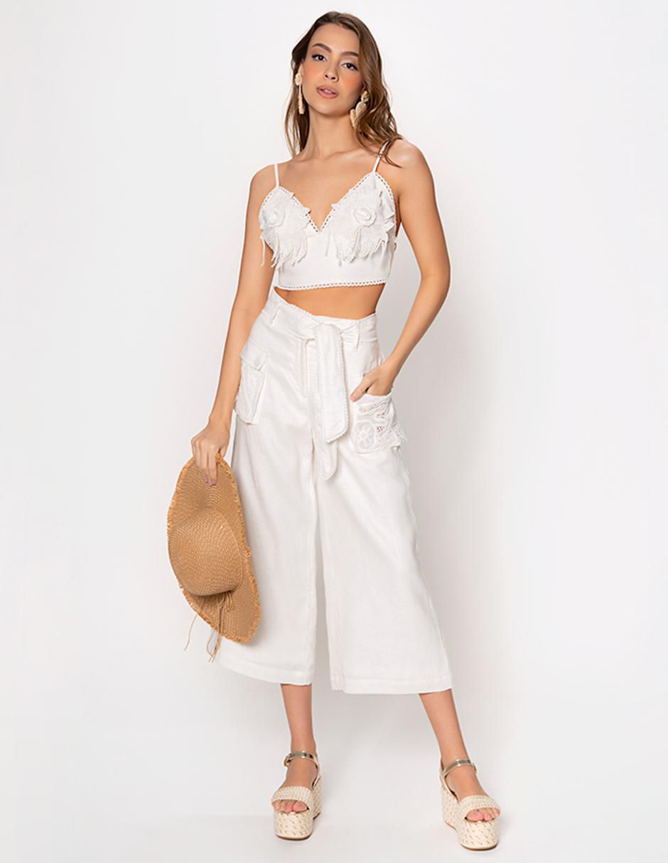 Pantalón capri amplio para mujer