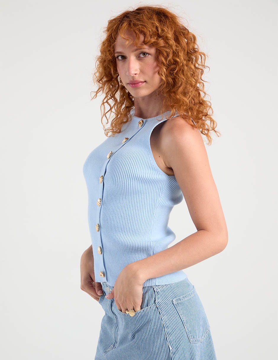 Top cuello redondo escote regular tirante ancho Top cuello redondo escote regular tirante ancho