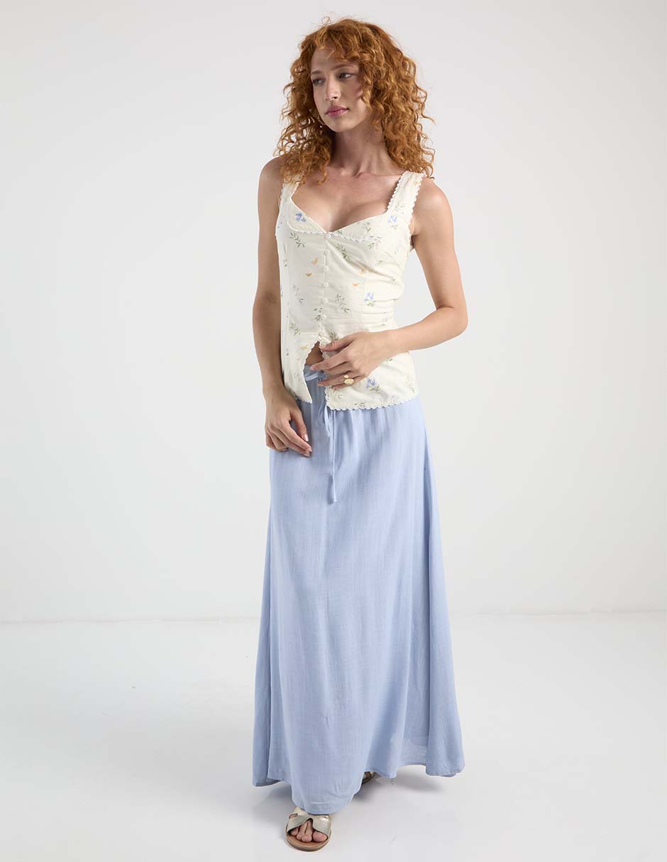 Top Petal + Pup escote V tirante ancho