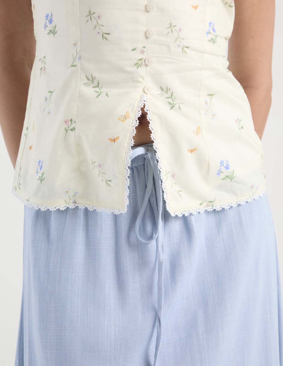 Top Petal + Pup escote V tirante ancho
