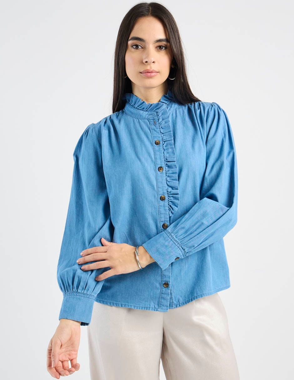Camisa de algodón manga larga para mujer 5